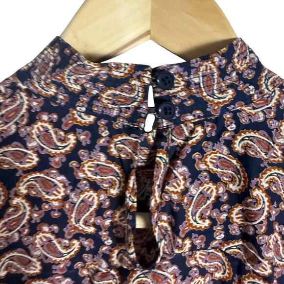 Vanessa Bruno Paolo Paisley Print Long Sleeve Mock Neck Silk Blend Top Size 8 - Picture 10 of 13
